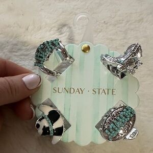 Sunday state set of 4 mini cowboy western turquoise hair claw clips